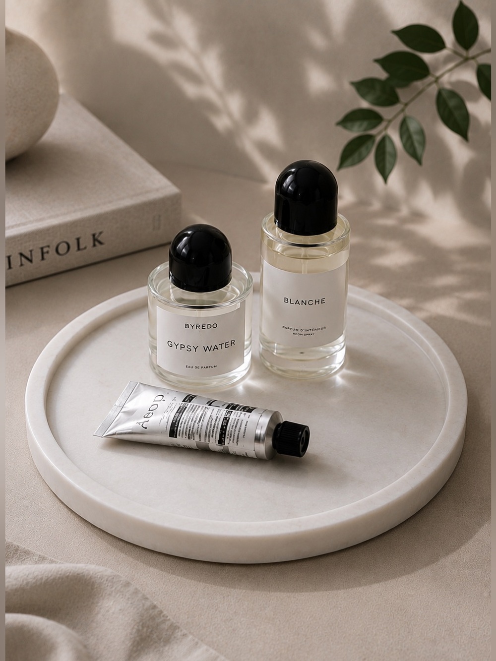 H&M White Marble Round Tray